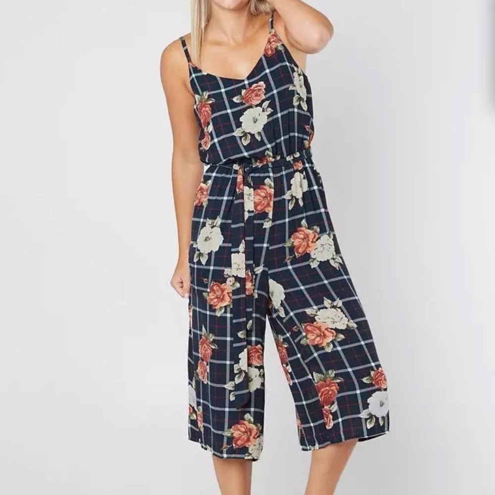 As U Wish Floral Plaid Romper